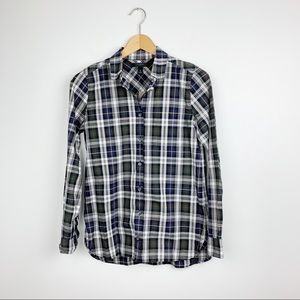NWT J.Crew Shrunken Boy Shirt in forest plaid Sz 0